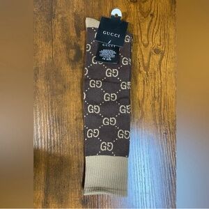 Luxury Brown & Tan Gucci Knee High Socks
